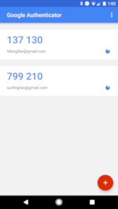 Google Authenticator app on a smartphone screen