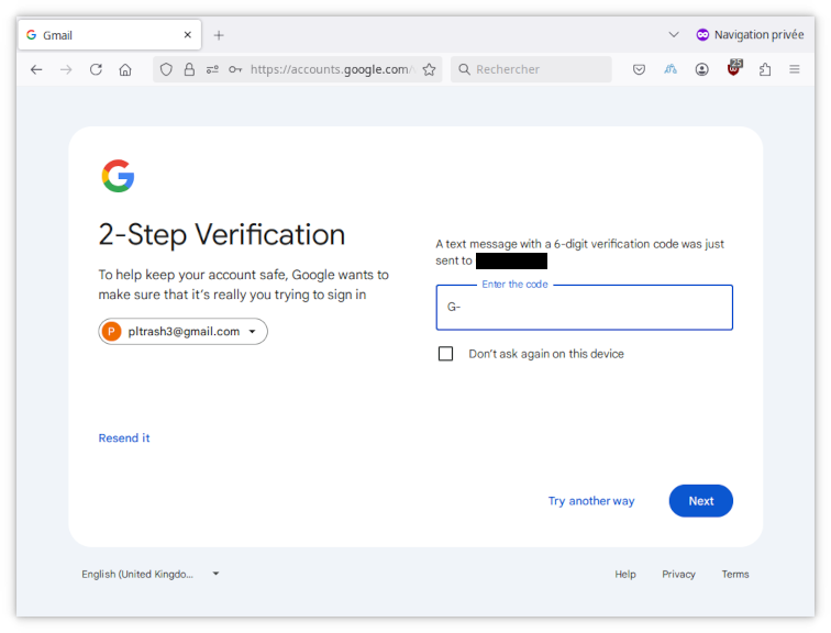 Enter second code page