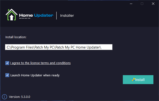 Patchmypc installer window Patchmypc installer window