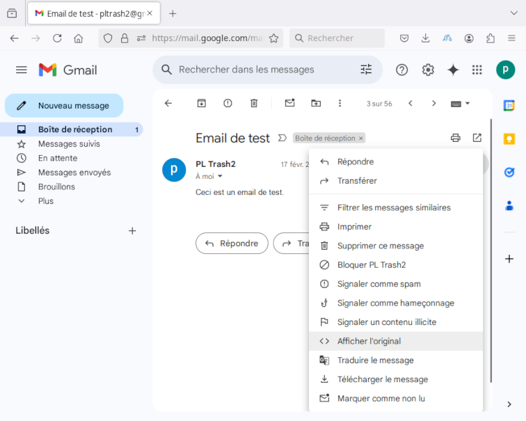 Gmail - afficher l'original