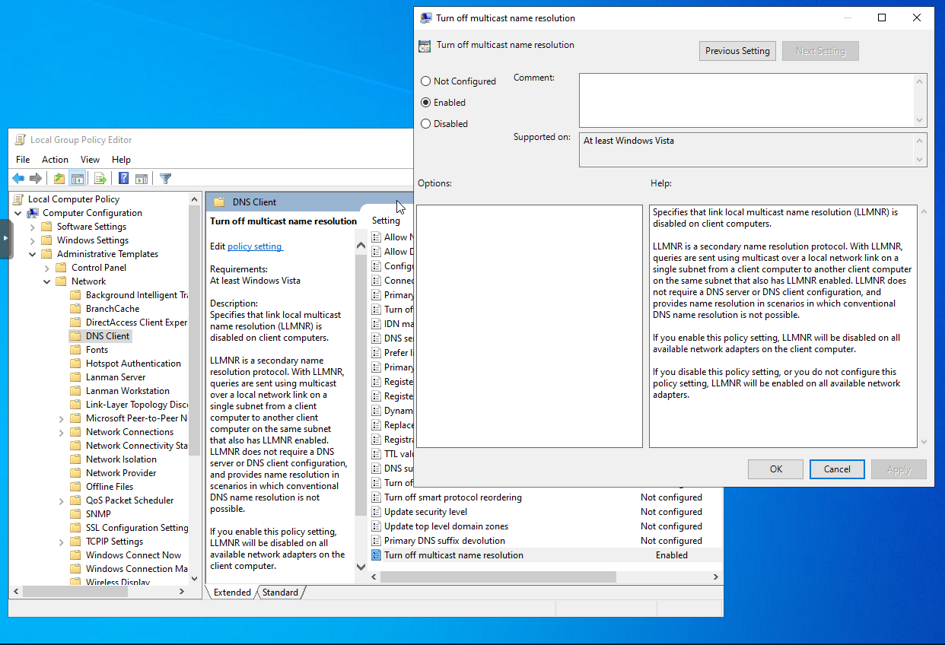 Désactivation de LLMNR