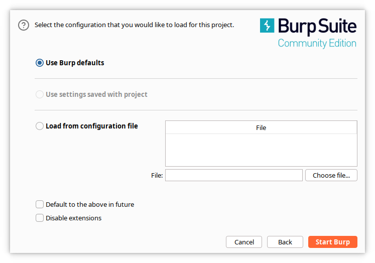 Burp - configuration