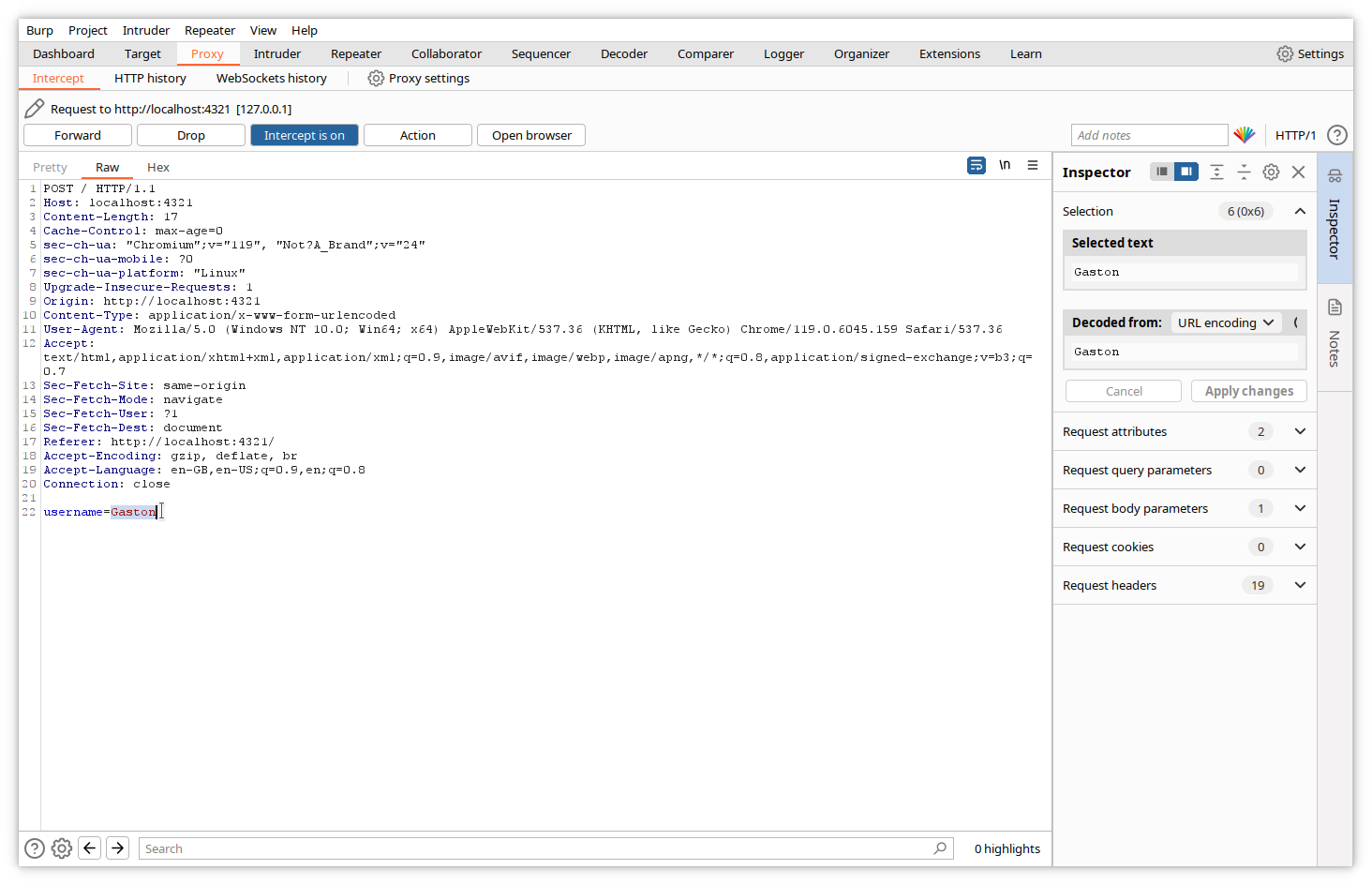 Burp - modification envoi