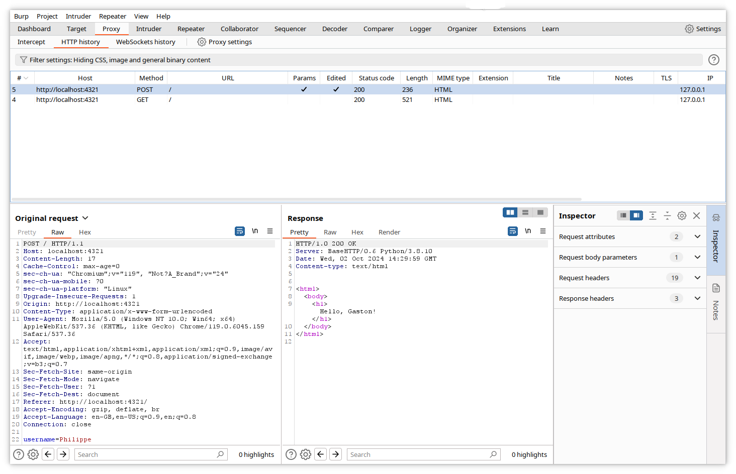 Burp - réponse modifiée
