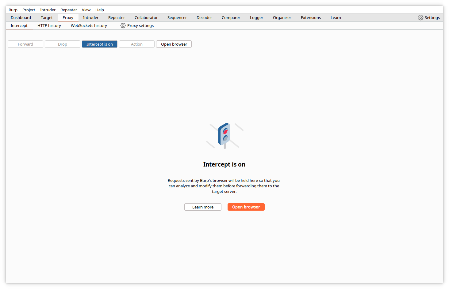 Burp - interception activée
