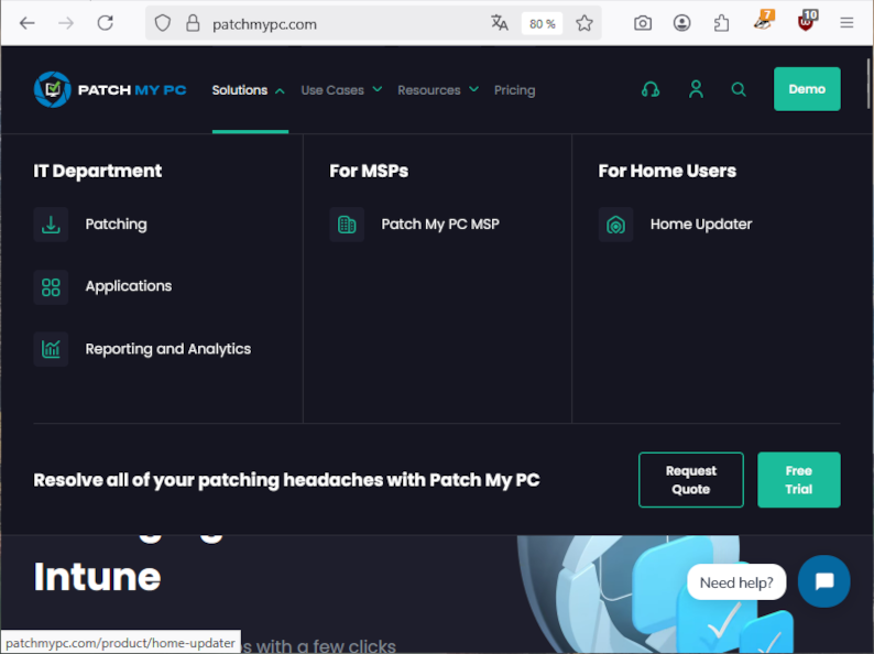 Page Solutions de Patchmypc