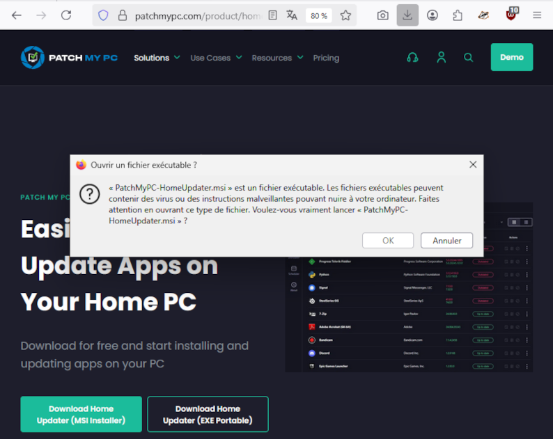 Demande d'autorisation de l'installateur de Patchmypc
